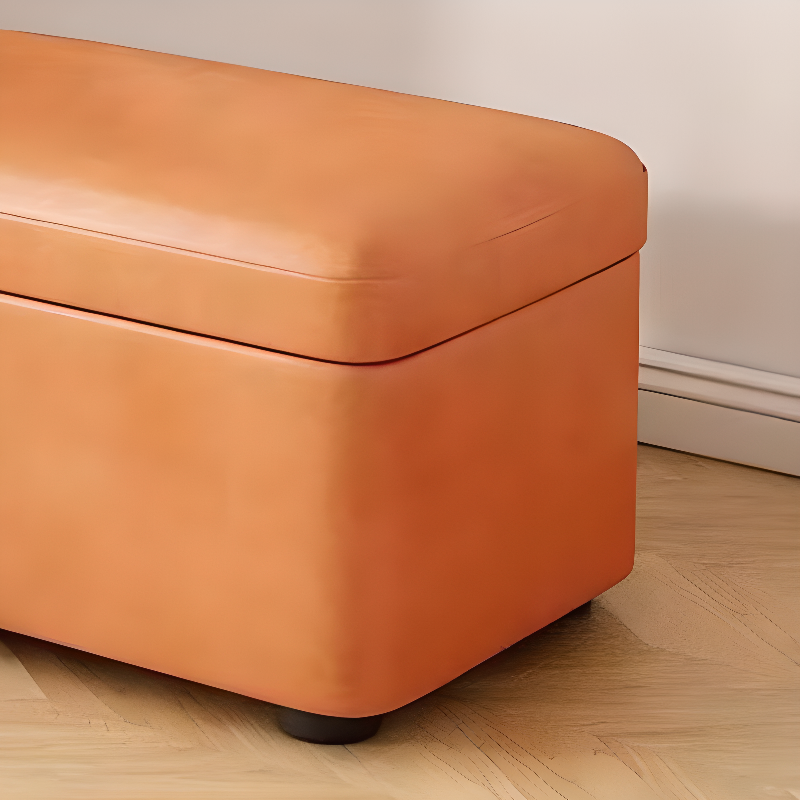 Modern Simple Style Square/Rectangular Solid Colour Cube Ottoman in Gray/White/Cerulean with Container Storage and Timber Frame