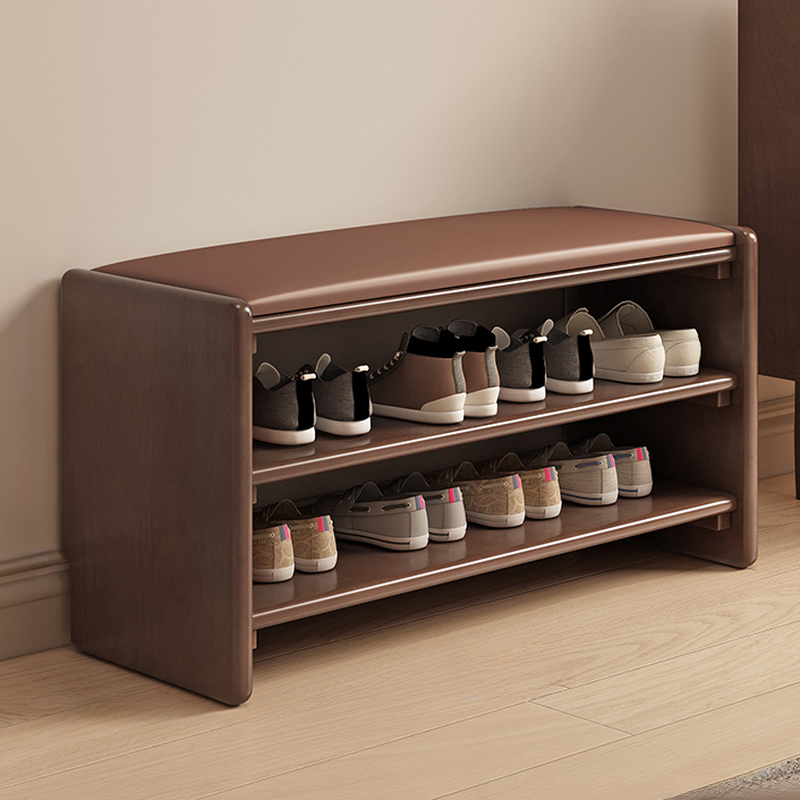 Modern Rectangular Solid Colour White/Auburn Artificial Leather Storage Ottoman with Receptacle