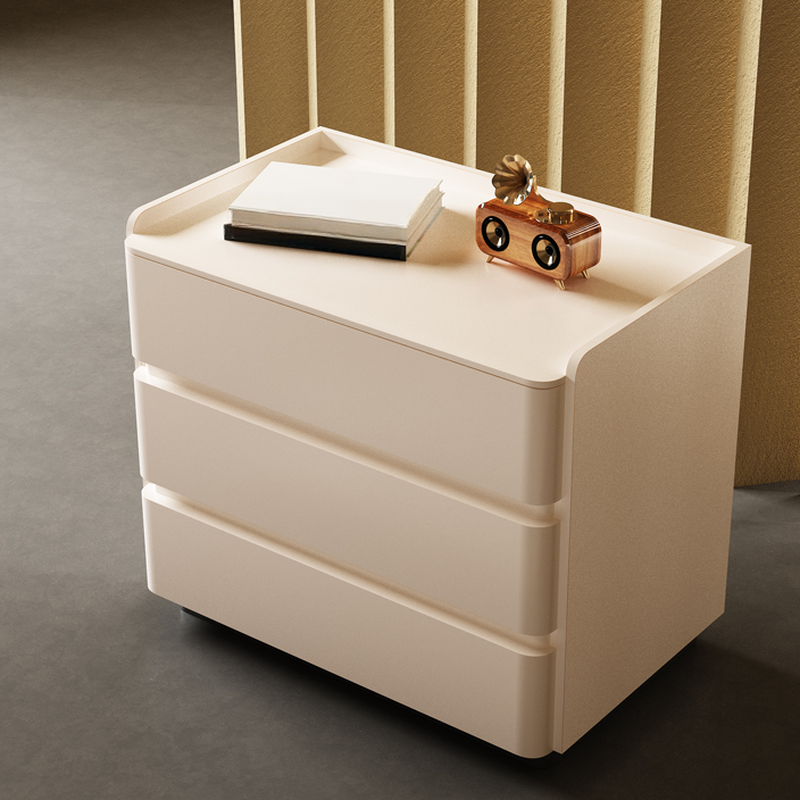 Stylish Drawer Storage Nightstand with 3 Drawers and Stone Countertop