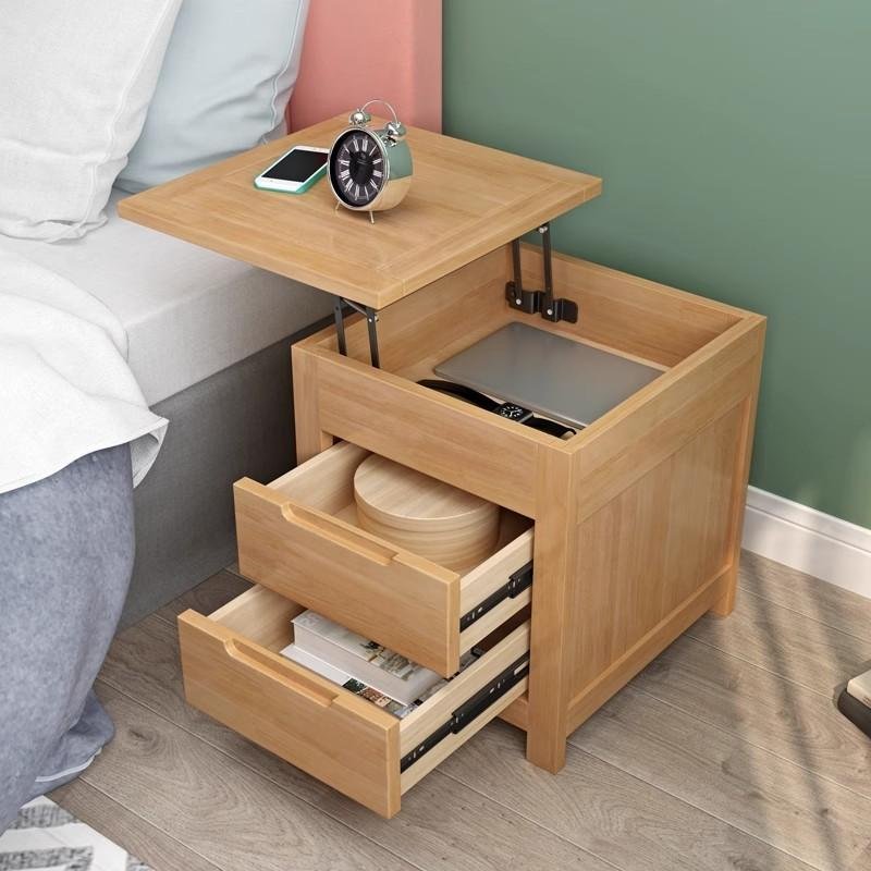 Stylish Drawer Storage Nightstand with 2 Drawers, Lumber Countertop, and Leg
