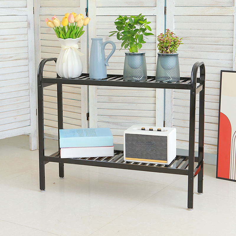 2 Tiers Rectangle Metal Plant Holder with 2 Shelves and Legs, 1 Piece