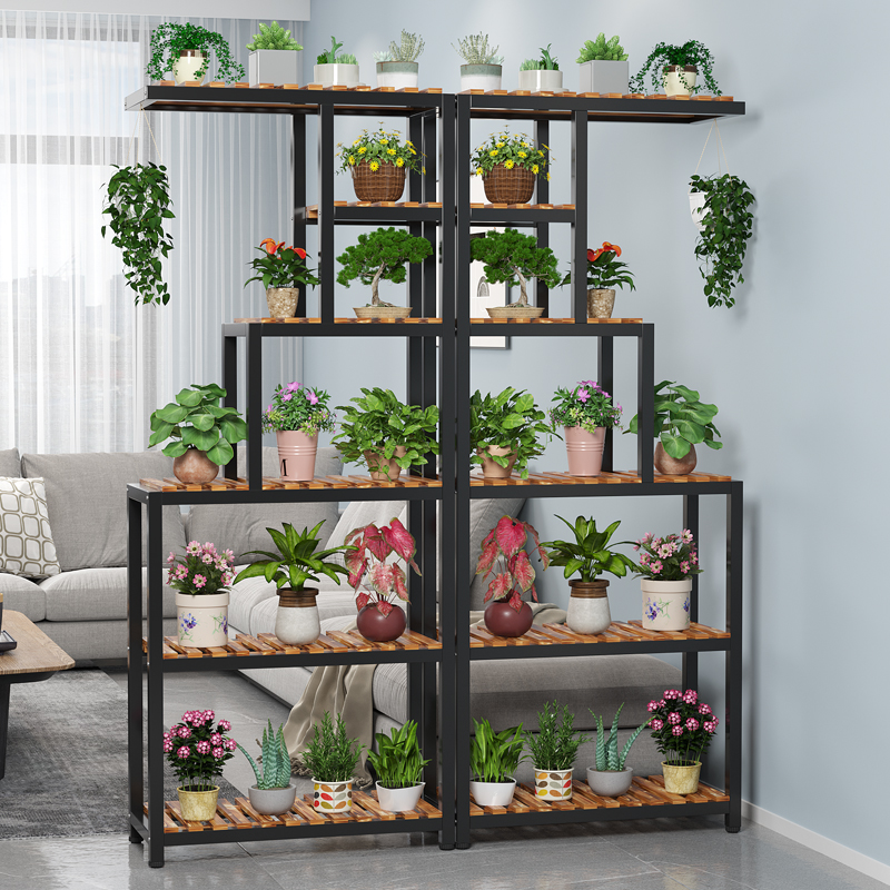 5 Tiers/4 Tiers Rectangle Plant Holder with Engineered Wood Top, 1 Piece, 5 Shelves/4 Shelves, and Legs