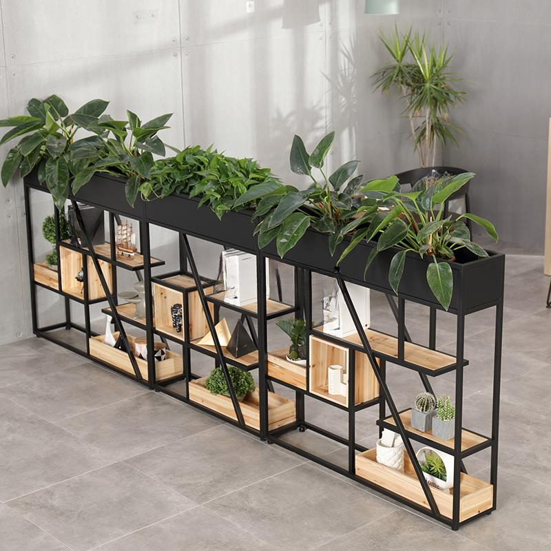 Midnight Black 4-Tier Rectangle Plant Holder with Iron Top, 1 Piece, 4 Shelves, Frame Base