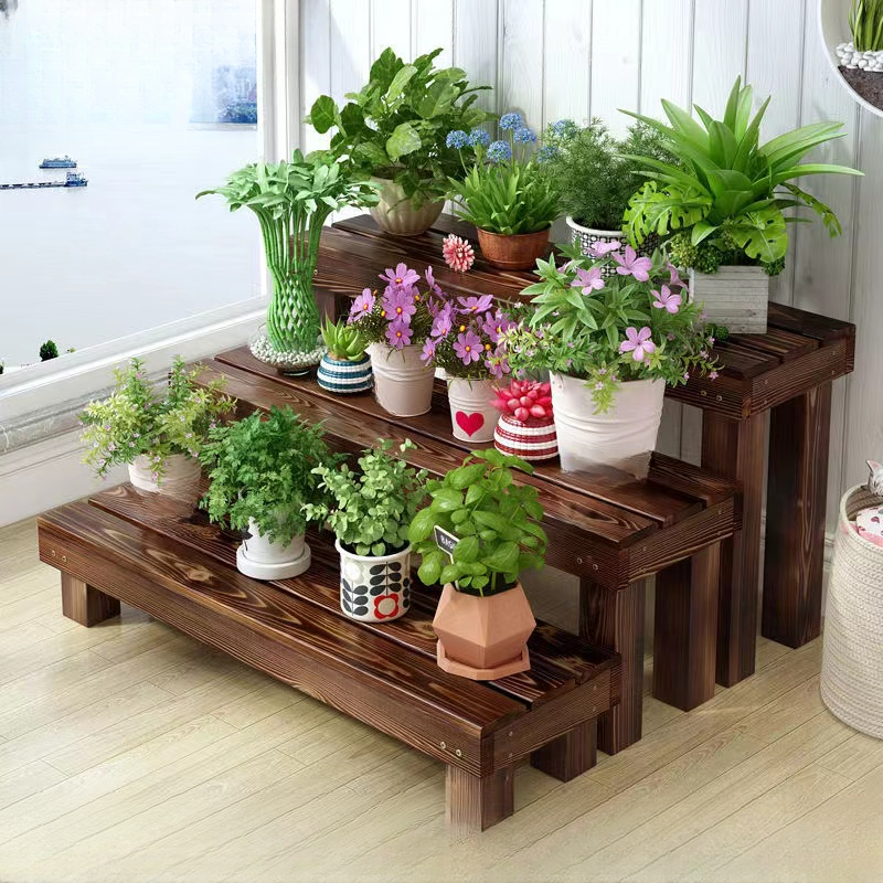 Cocoa 1 Tier Rectangle Plant Holder with Engineered Wood, 1 Piece, 1 Shelf, and Legs