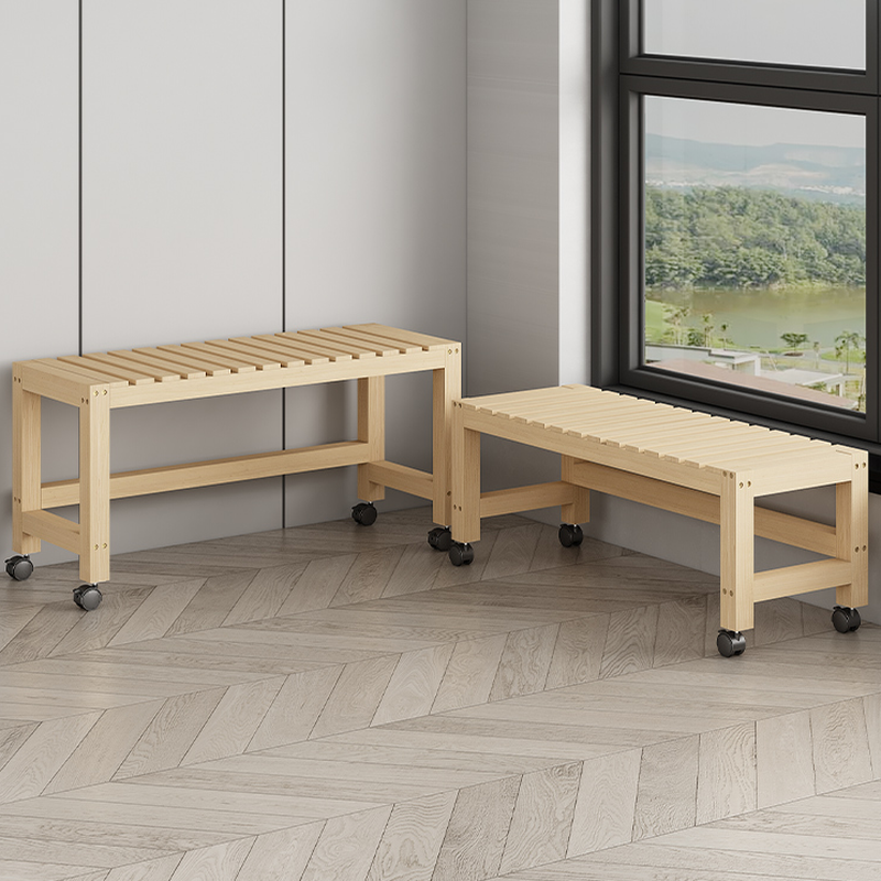 Natural Finish Rectangle Engineered Wood Plant Holder with Roller Wheels