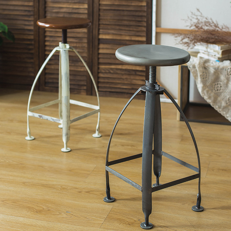 Old School Distressed Finish Iron Pub Stool