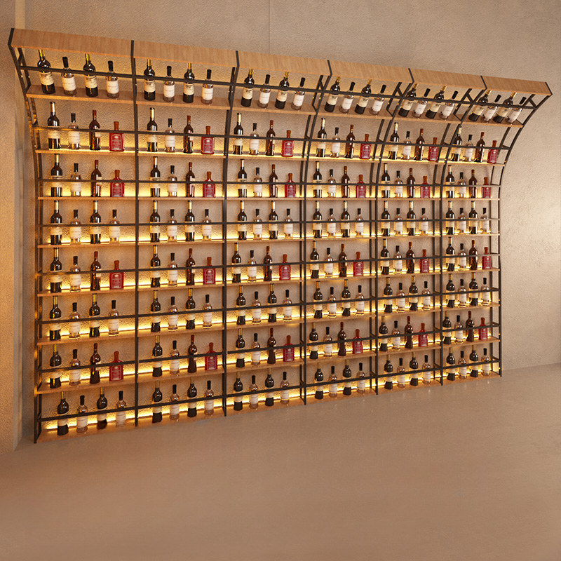 Industrial Steel Floor Bottle Storage Rack with Glass Rack Shelf