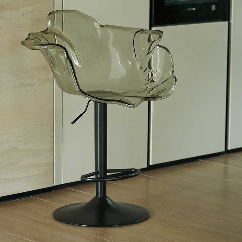 Versatile Pub Stool with Adjustable Lift, Polymer Compound in Carnation/Lemon Colour/Light Blue, Backrest, Arm, Rotatable Pail Seat