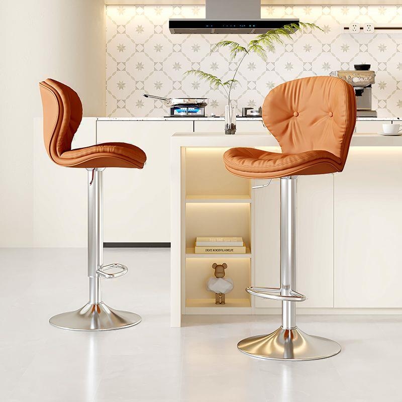 Art Deco Adjustable Lift Rawhide Pub Stool in Chalk/Emerald Green/Amber Colour with Backrest and Rotatable Horse Seat