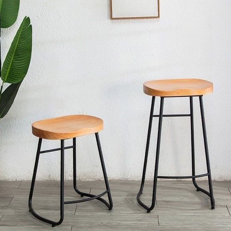 Art Deco Pine Pub Stool in Auburn with Horse Seat and Foot Support