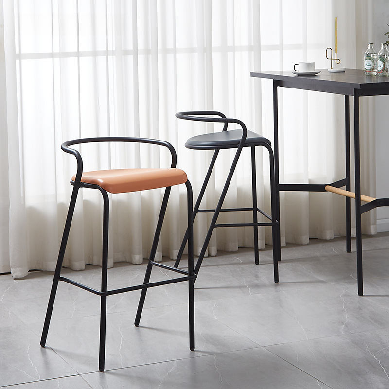 Art Deco Polymer Compound Pub Stool in Burgundy/Light Green/Amber Colour with Backrest, Nestable Rectangular Seat, and Foot Support