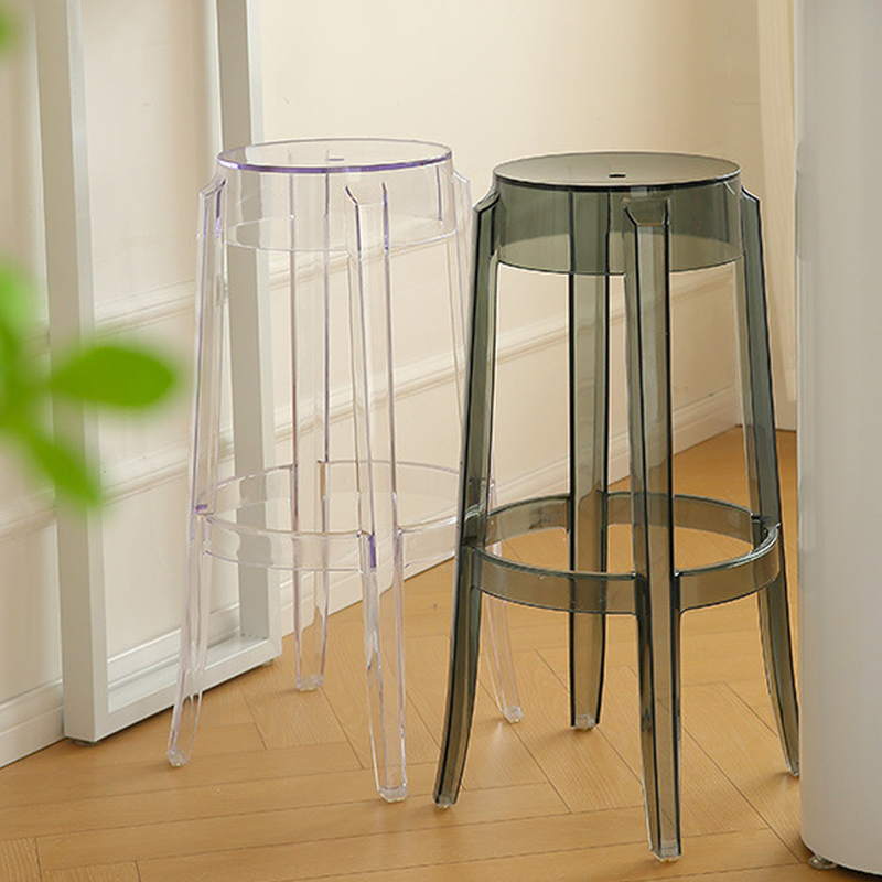 Art Deco Pub Stool in Gray/Lemon Colour/Azure with Nestable Polymer Compound and Round Top Foot Support
