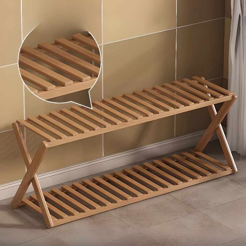 Contemporary Rectangle Multi-Level Wooden Plant Holder for Ground Installation