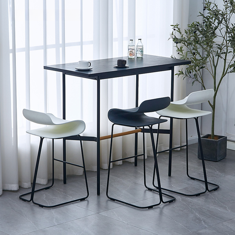 Minimalist Gray/Lemon/Amber Polymer Compound Rectangular Pub Stool with Backrest and Foot Support