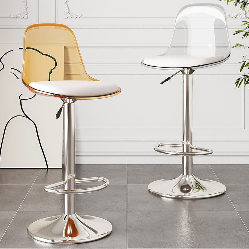 Art Deco Adjustable Lift Upholstered Chalk Pub Stool with Backrest, Rotatable Horse Seat