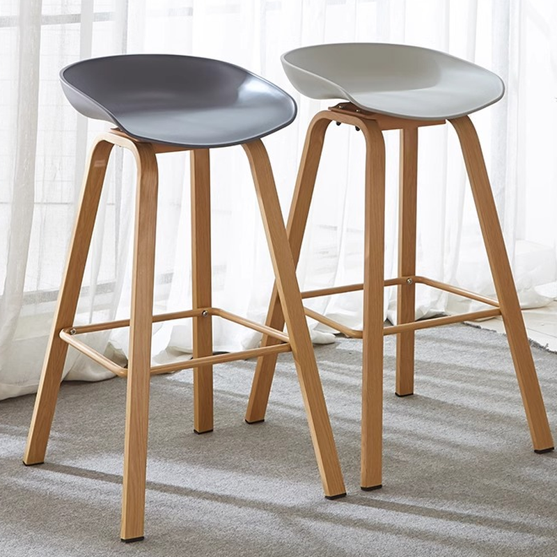 Art Deco Polymer Compound Pub Stool in Black/Gray/Chalk with Backrest and Pail Seat Featuring Foot Support