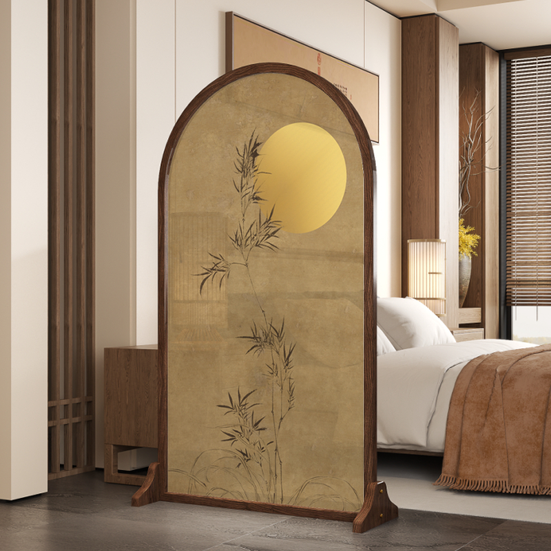 Cocoa Simplistic Translucent Single Panel Room Partition Wall with Gauze Standalone Design