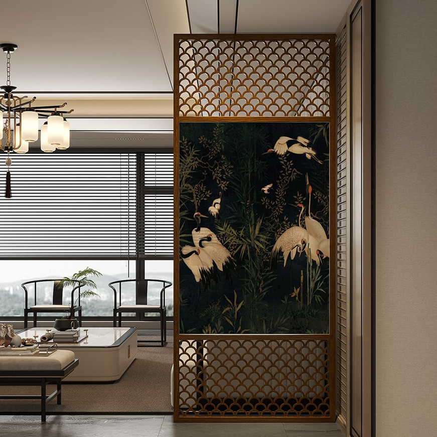 Cocoa Simplistic Indoor Translucent Single Panel Room Partition Wall with 1 Panel Gauze