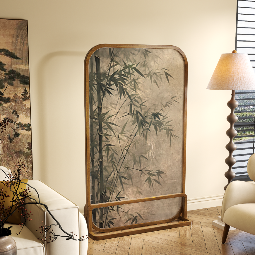 Room Partition Wall in Unfinished Colour, Simplistic Style, Translucent Light Filtration, Single Panel Gauze, Standalone