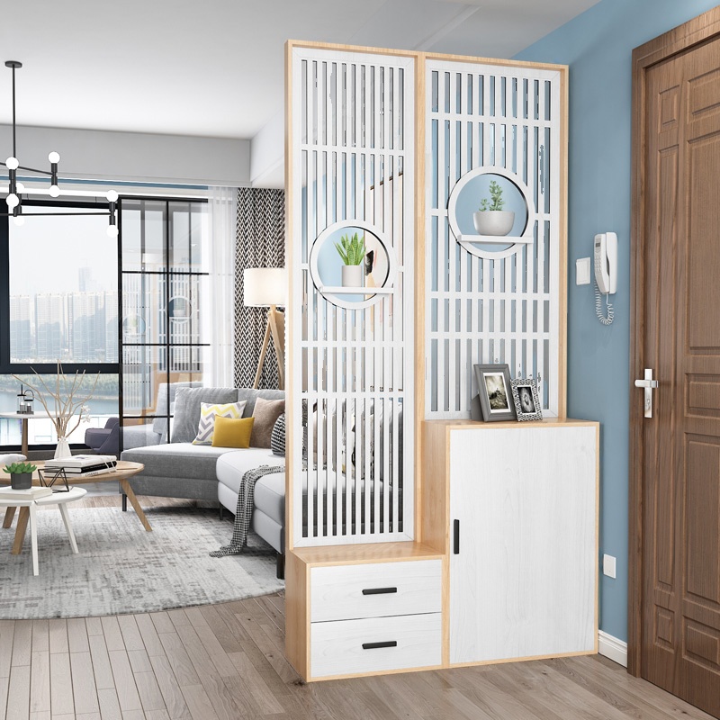 Chalk Room Partition Wall with Translucent Light Filtration, Single Panel Manufactured Wood with Shelf and Gate, 1 Panel