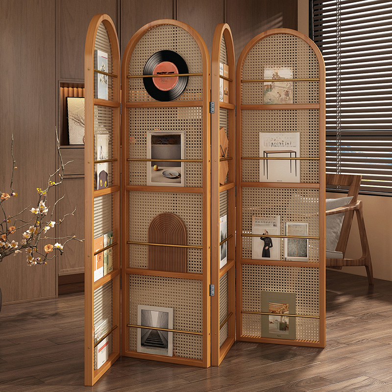 Simplistic Translucent Single Panel/Collapsible Room Partition Wall with Shelf and Standalone Polymerized Material