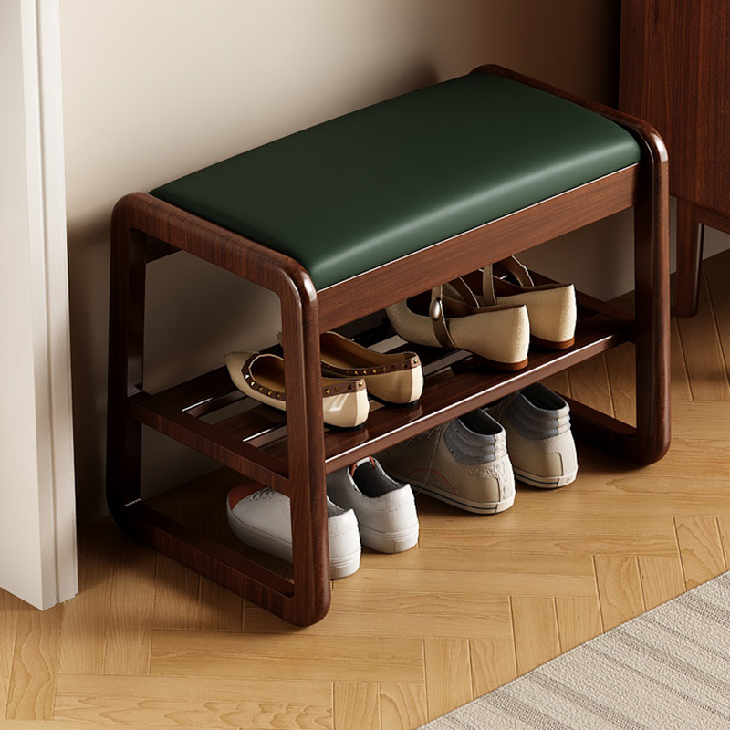 Modern Simple Style Rectangular Solid Colour Storage Ottoman in Genuine Leather with Ink/Green/Ivory Upholstery and Container Storage