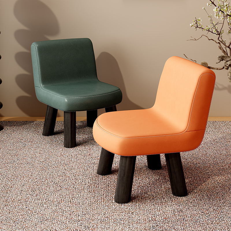 Dove Grey/Caramel Modish Square Solid Colour Standard Ottoman with Pleather Upholstery