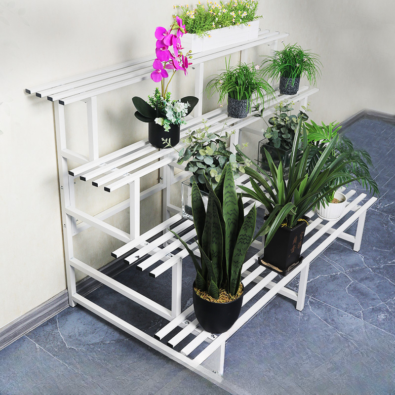 Versatile 4/3/2 Tiers Rectangle Steel Plant Holder with 1 Piece and 4/3/2 Shelves on Legs