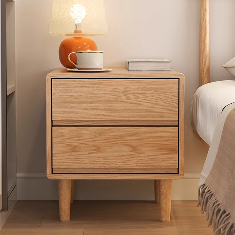 Modish Natural Wood Drawer Storage Bedside Table
