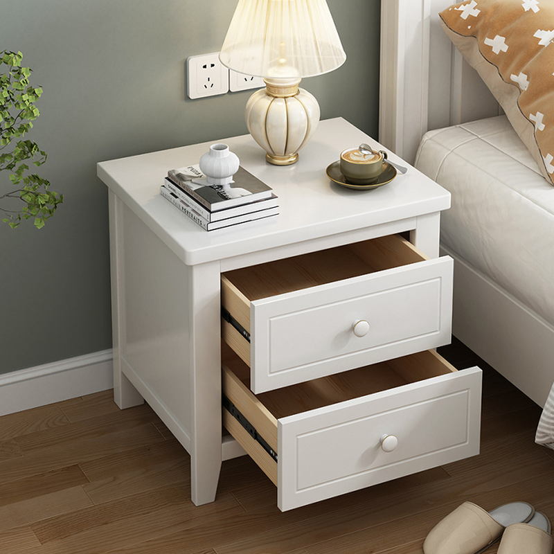 Modish Drawer Storage Bedside Table with 2 Drawers, Reclaimed Wood Countertop, and Leg