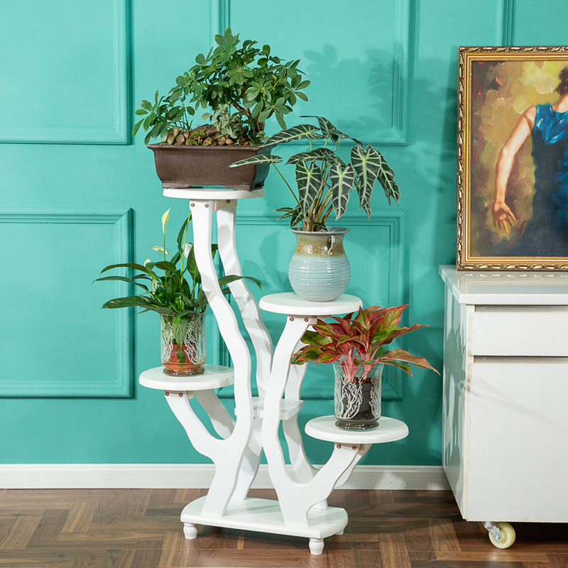 3 Tiers/4 Tiers Orbicular Wooden Plant Holder with 1 Piece and Legs