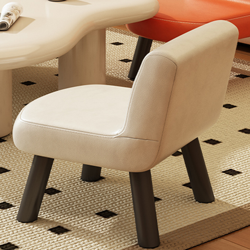 Casual Square Solid Colour Standard Ottoman in Artificial Leather with Jade Green/Light Brown/Tangerine Colour