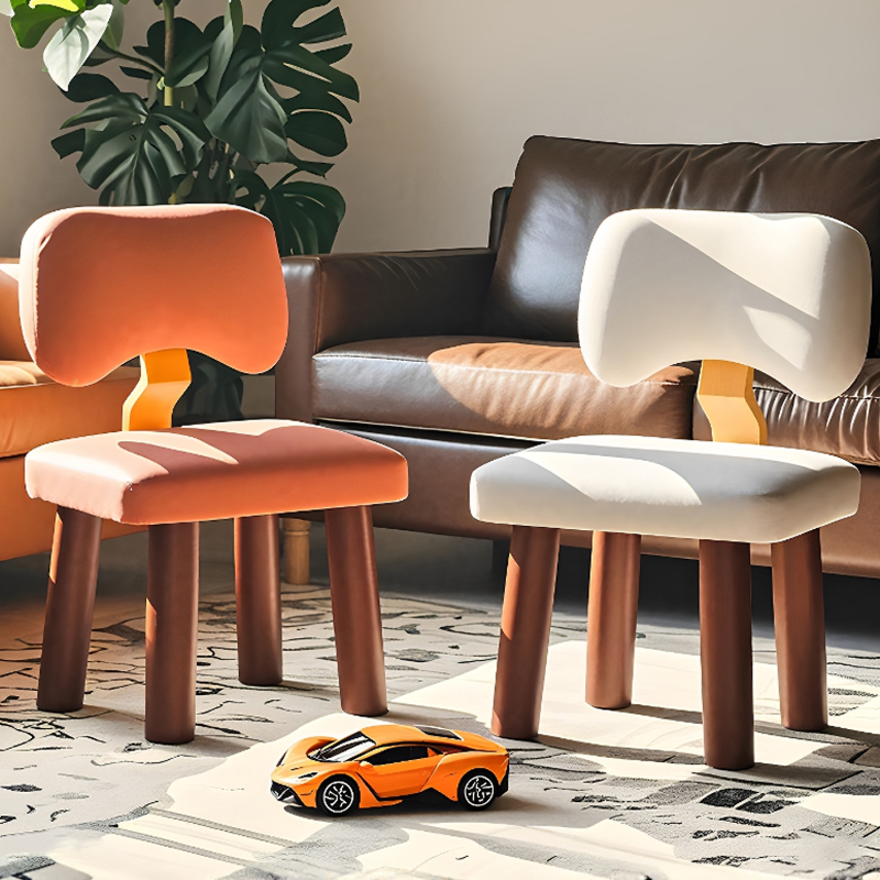 Contemporary Rectangular/Square Orange/Dove Grey Synthetic Leather Standard Ottoman, Solid Colour