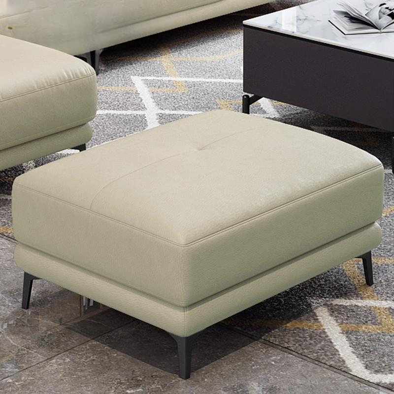Casual Rectangular/Square Solid Colour Standard Ottoman in Genuine Leather Beige