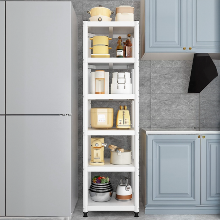 White Casual Cabinet Shelf with Flame-resistant Alloy Frame, Unattached Solid Shelving