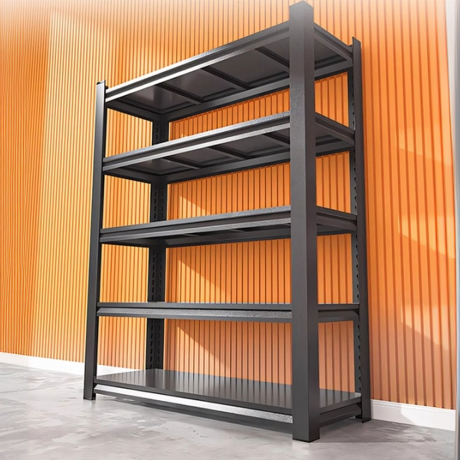 Ink Casual 5 Tiers Warehouse Shelving Rack with Steel Frame, Unattached Installation, and Solid Shelf