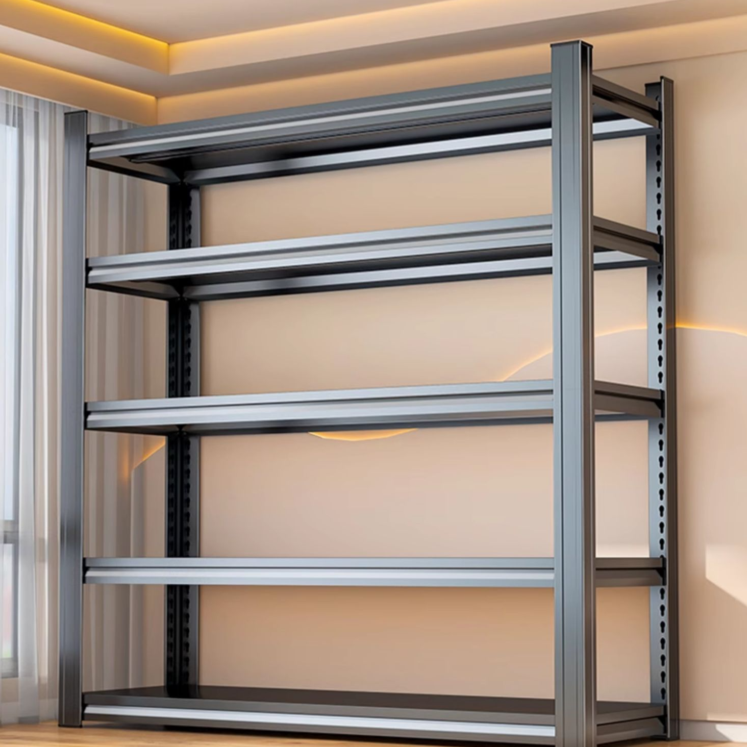 Casual Flame-resistant Alloy Cabinet Shelf with Adjustable Shelves, Unattached