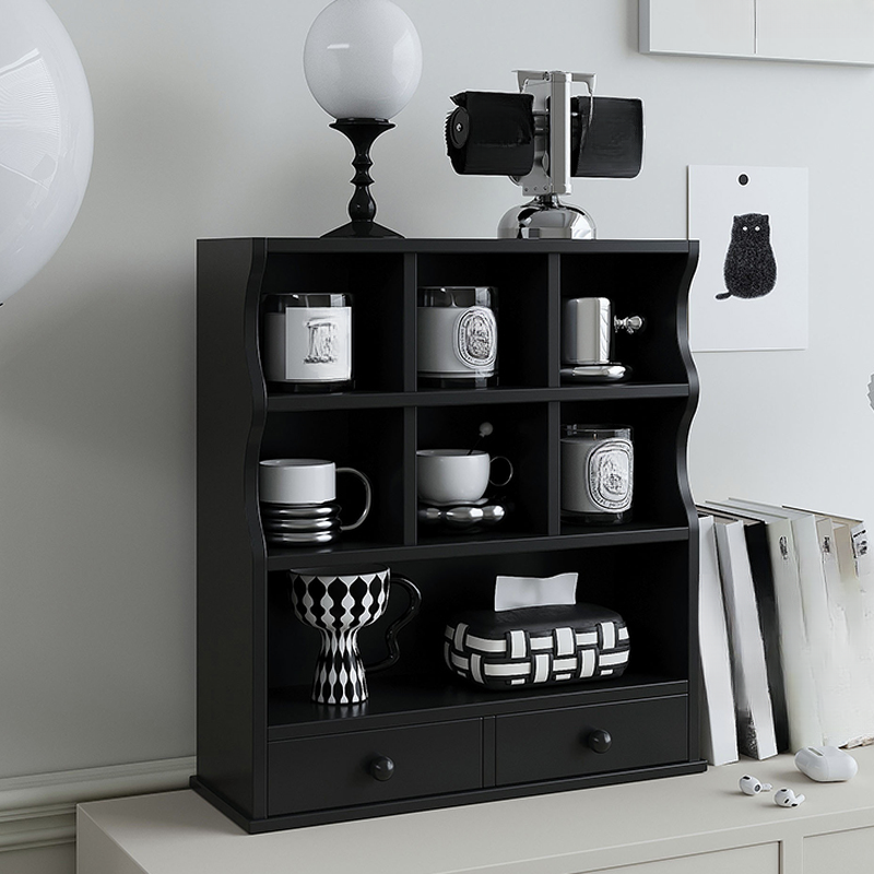 Casual Cabinet Shelf with Compartment Drawers in Pine Wood