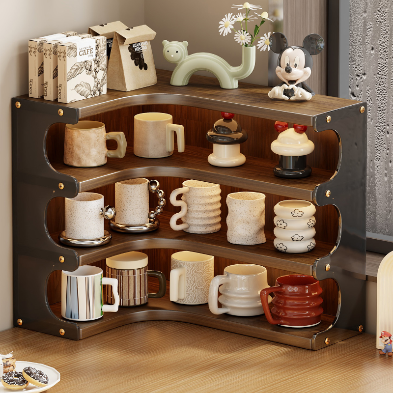 Casual 3 Tiers/4 Tiers L Shaped Polymer Cabinet Shelf for Corner