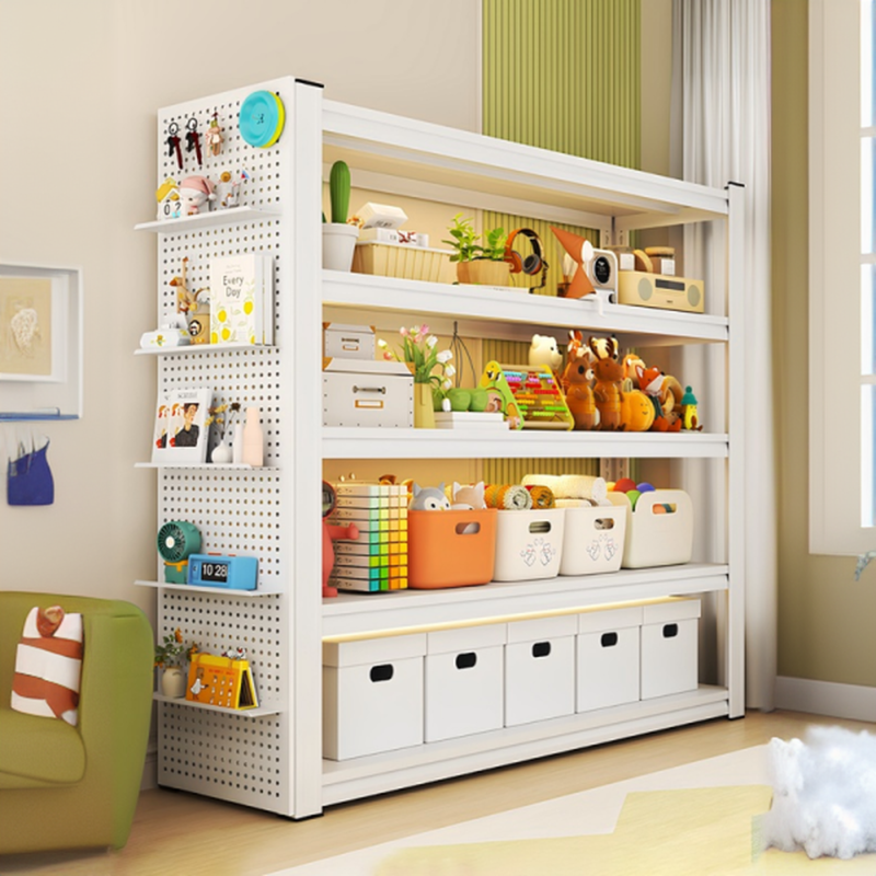 Casual 4 Tiers/5 Tiers Rectangle Cabinet Shelf, Flame-resistant with Hooks