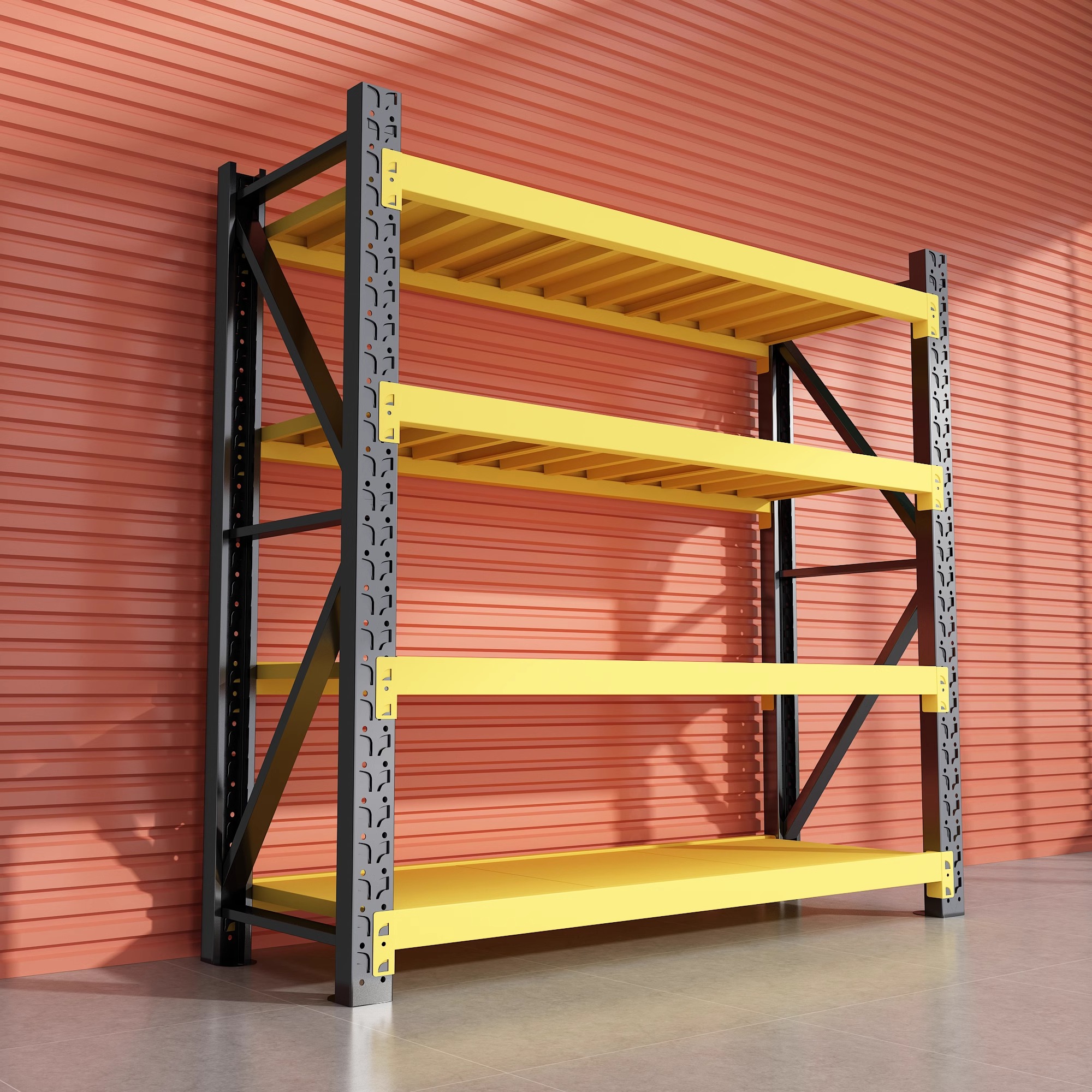 Casual 4 Tiers Rectangle Warehouse Shelving Rack with Flame-resistant Feature