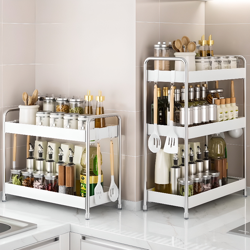 Casual Stainless Steel Cabinet Shelf with Unattached Solid Shelves