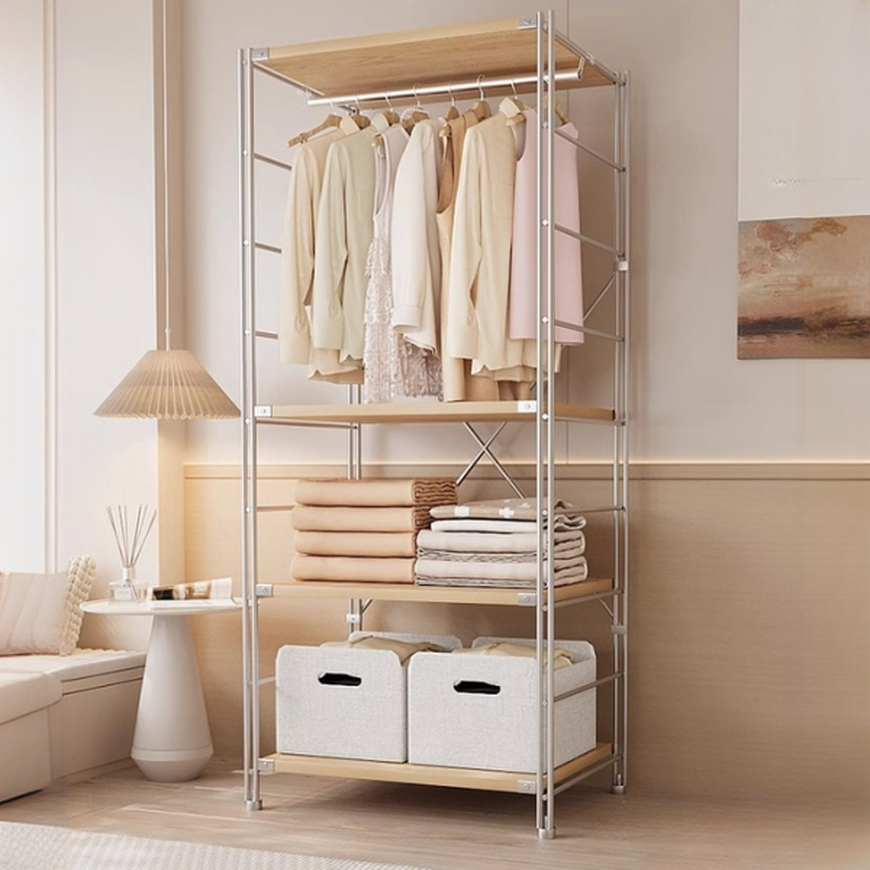 Minimalist Coat Rack with 4 Shelves and Open-air Storage