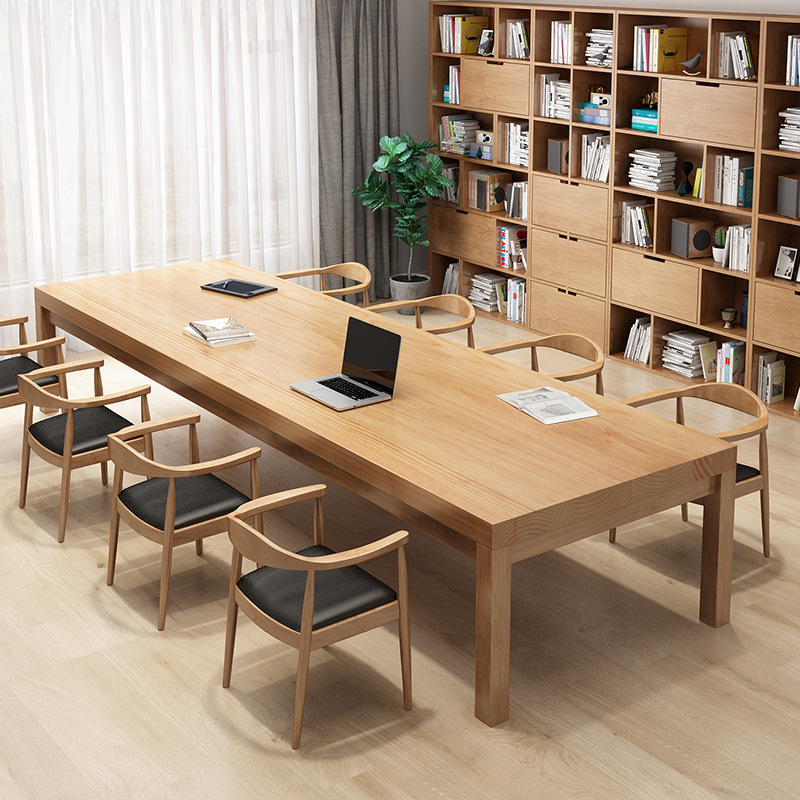 Wood Colour Trendy Rectangular Conference Room Table for 6/8/10 People with Genuine Wood Tabletop