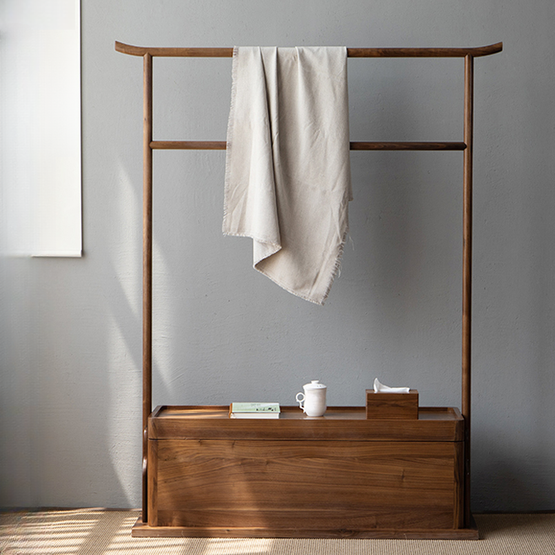 Sepia Modish Hall Rack with Container Storage, Cupboard, 2 Shelves, and Manufactured Wood Frame