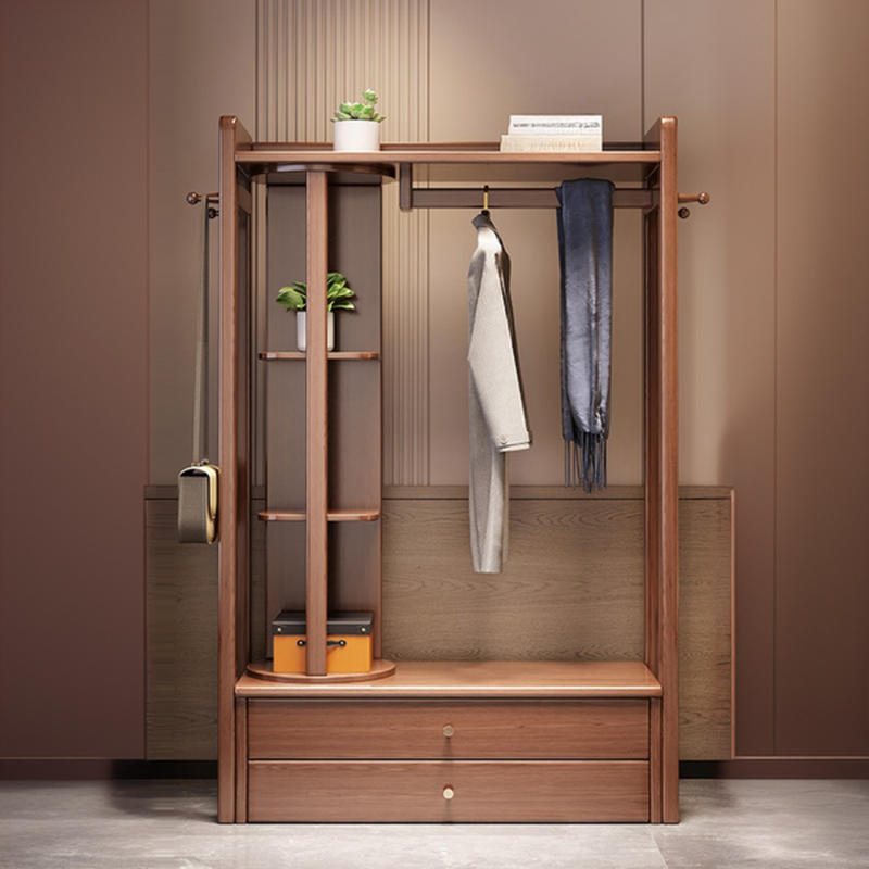 Nordic Coat Rack with 4 Shelves, Open-air Storage, and Mirroring