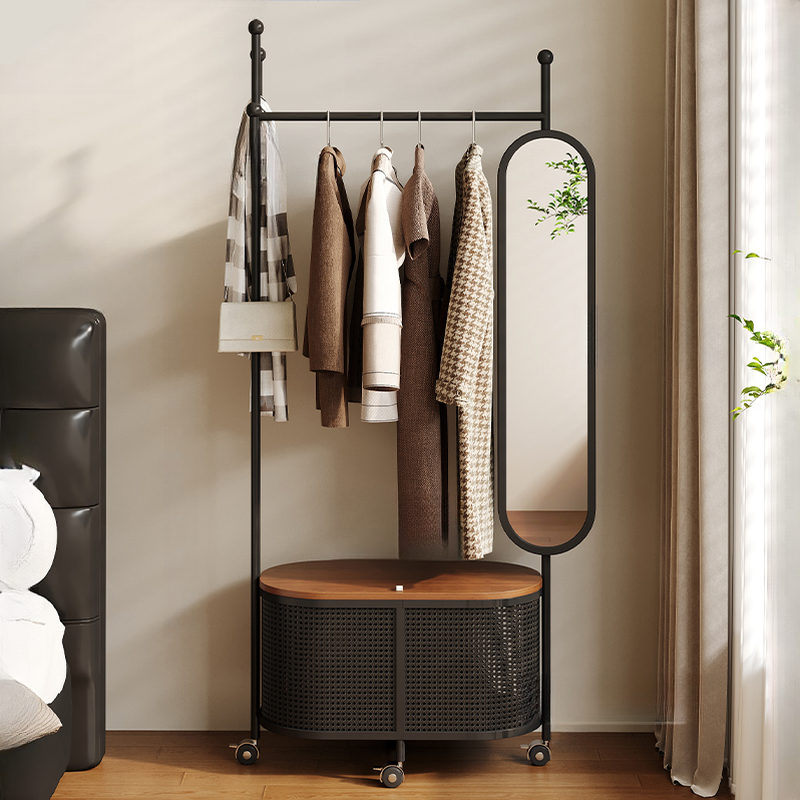 Modish Hall Rack with Cupboard and Mirror