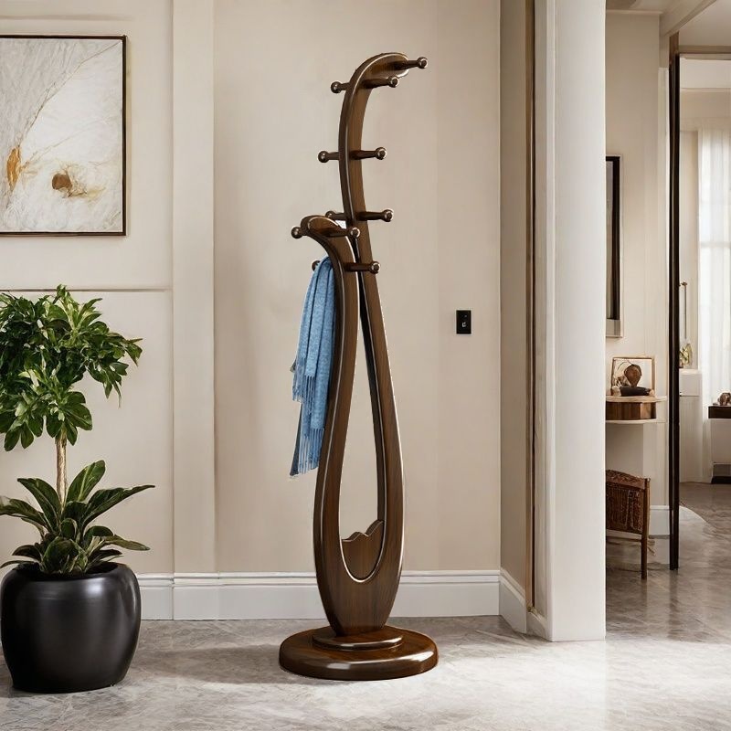 Modish Rubberwood Hall Rack with Wood Hook