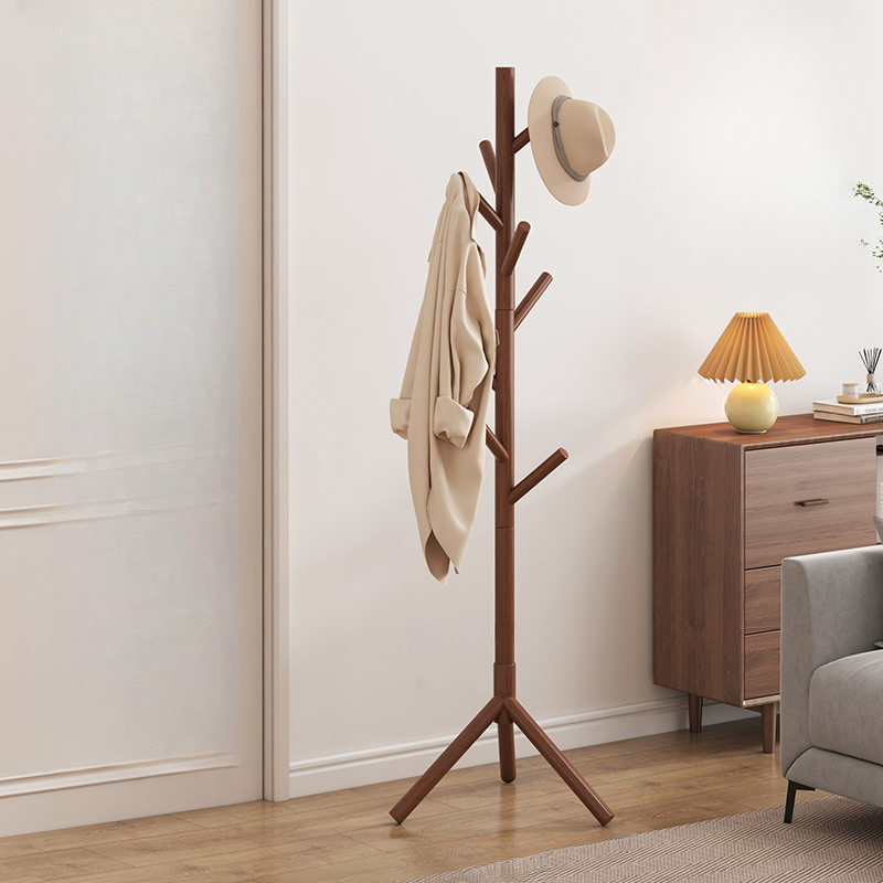 Minimalist Natural Wood Coat Rack with Wood Hook