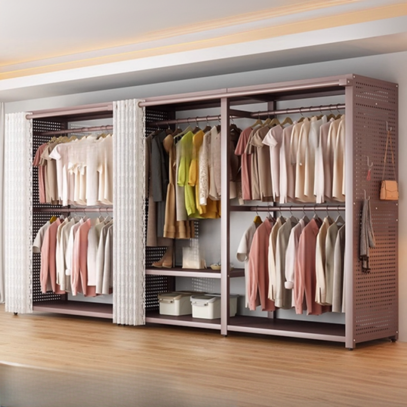 Purple Modish Hall Rack with Container Storage and Alloy Frame